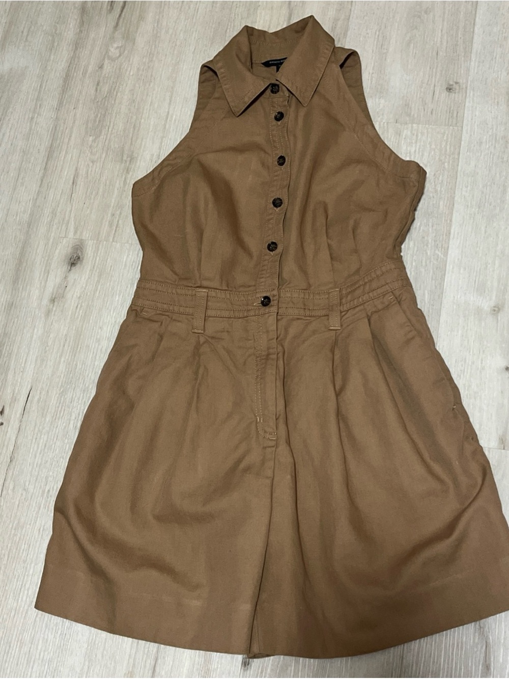 Banana Republic Sleeveless Button-Front Romper in Brown
